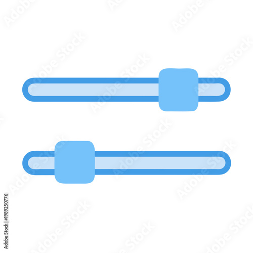 Two blue sliders for adjustments and configurations isolated on black background in a flat design.