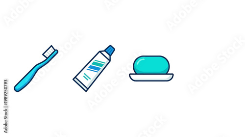 Toothbrush toothpaste and soap bathroom.