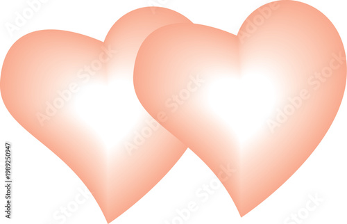 Two intertwined hearts symbolizing love and connection in a soft peach shade