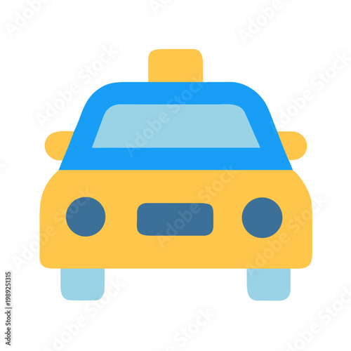 Foto Flat graphic of a taxi cab front view on black background