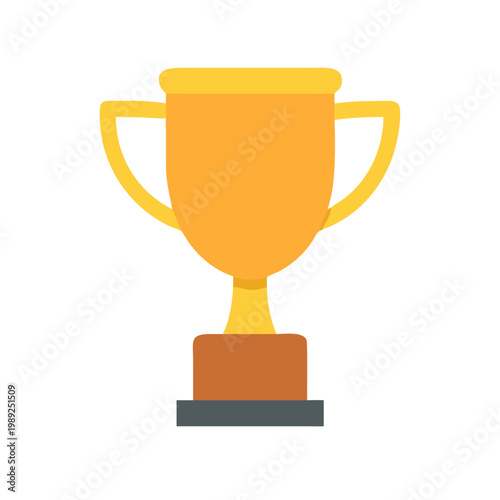 Golden trophy on black background representing success, achievement, and winning with simple design