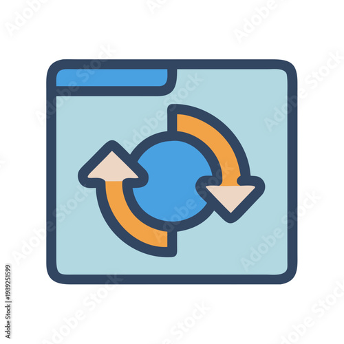 Simple style computer window with circular refresh arrows for software updates