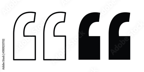 Quote Mark icon set, isolated on white background flat vectors