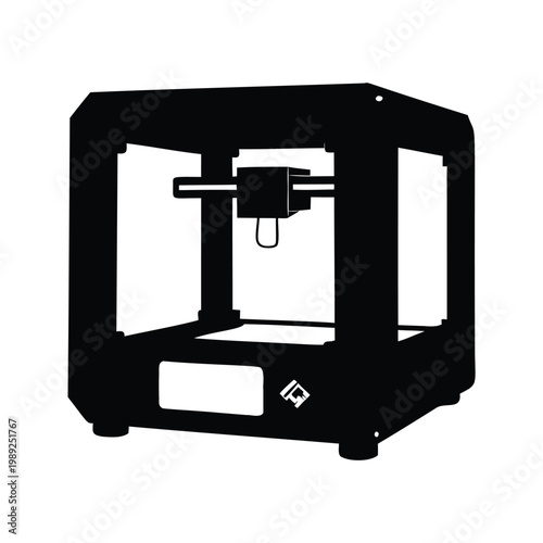 Silhouette of a modern 3d printer intricate details vector illustration, d printer silhouette vector illustration