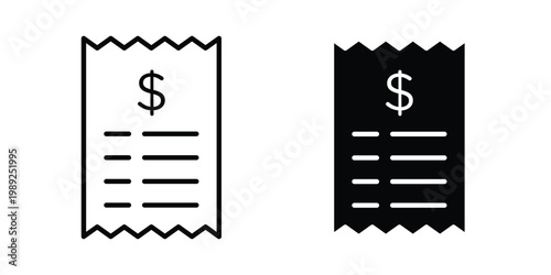 Receipt icon set, isolated on white background flat vectors