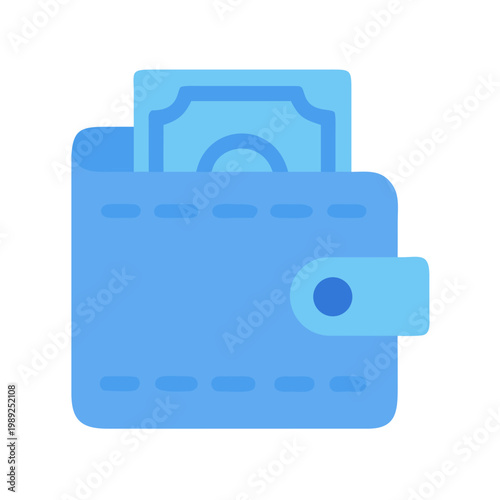 Blue wallet with money, representing finance, wealth, savings, and economic security