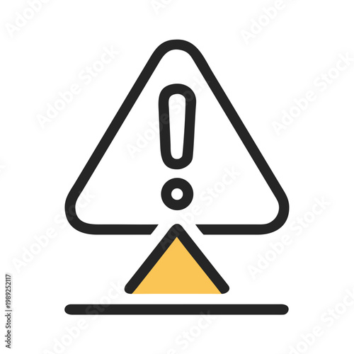 Geometric exclamation point inside a triangle, signifying warning or error, simple design
