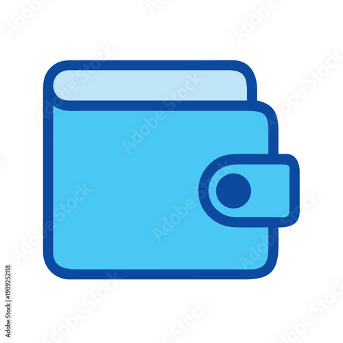 Stylized blue wallet icon on black background representing finance and security