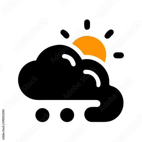 Abstract minimalistic sunrise design featuring a vibrant orange shape on black background