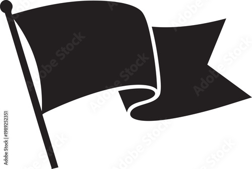 Black pirate flag waving in the wind with a white skull and crossbones symbol