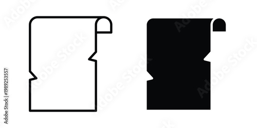 Scroll papyrus paper icon set, isolated on white background flat vectors