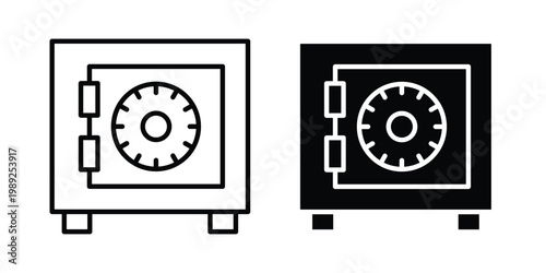 Secure vault icon set, isolated on white background flat vectors