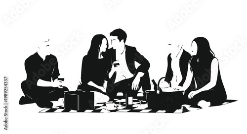 Friends sharing a joyful moment during an outdoor gathering with drinks and conversation