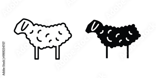 Sheep icon set, isolated on white background flat vectors