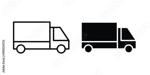 Shipping truck icon set, isolated on white background flat vectors