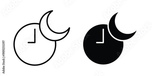 Sleeping time icon set, isolated on white background flat vectors