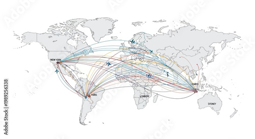 Global Flight Routes Map: International Air Travel Connections and Destinations