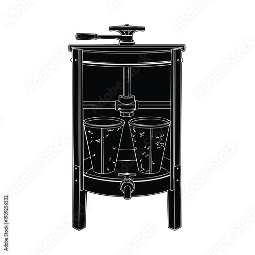 Fruit press silhouette set bundle for winemaking and beverage making.