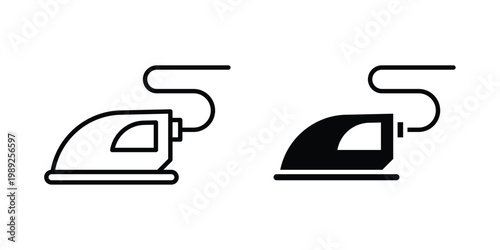 Steaming iron icon set, isolated on white background flat vectors