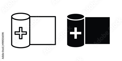 Sterile gauze icon set, isolated on white background flat vectors