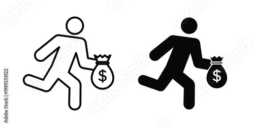 Thief icon set, isolated on white background flat vectors