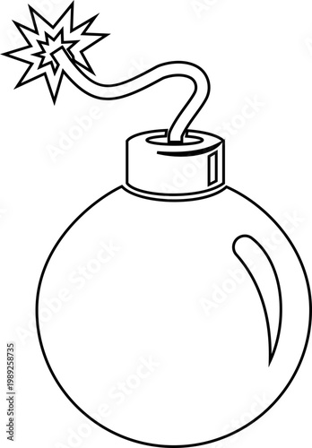 Bomb explosion nuclear blast icon in black flat and line style vector illustration, explosive dynamite grenade detonation symbol pack minimal outline design