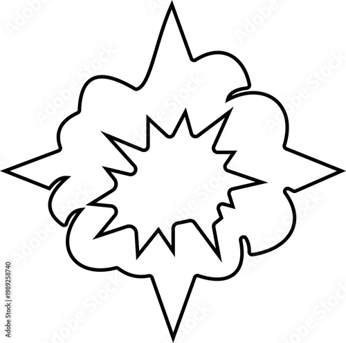 Bomb explosion nuclear blast icon in black flat and line style vector illustration, explosive dynamite grenade detonation symbol pack minimal outline design