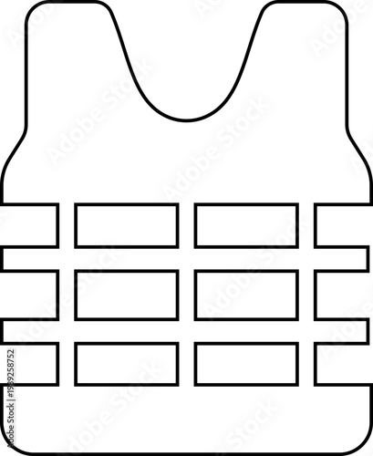 Bulletproof vest body armor protection icon in black flat and line style vector illustration, tactical military safety gear symbol pack minimal outline design