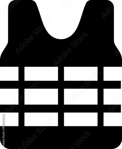 Bulletproof vest body armor protection icon in black flat and line style vector illustration, tactical military safety gear symbol pack minimal outline design