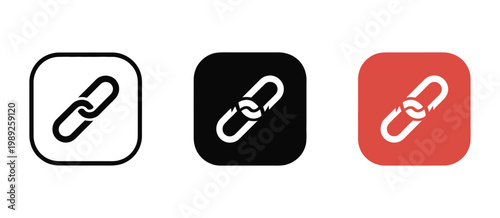 Broken Chain Link Icon Disconnected Connection Hyperlink Error Symbol Square Vector Illustration Set Isolated Background