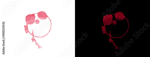 Abstract Red Liquid Ink Splash Outline with Dotted Particle Texture