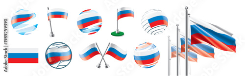 A set of vector Russian flags of different designs