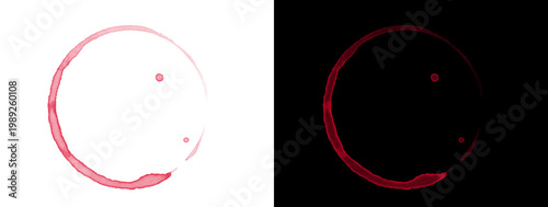 Red Wine Ring Stain on White and Black Background