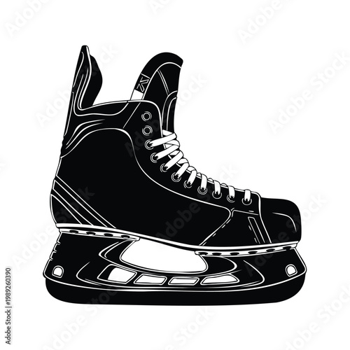 Canvas Print Ice hockey skate bundle silhouette for professional sport equipment