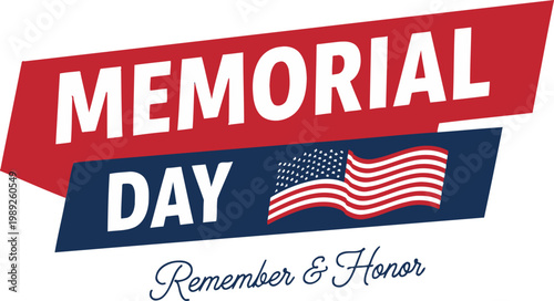 Memorial day banner honoring service and sacrifice with american flag