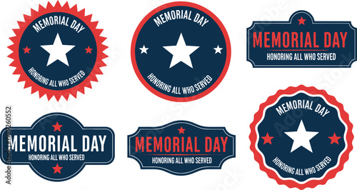 Memorial day badges emblems patriotic designs for honoring fallen heroes