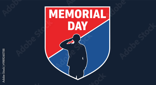 Memorial day tribute silhouette of a soldier saluting the flag