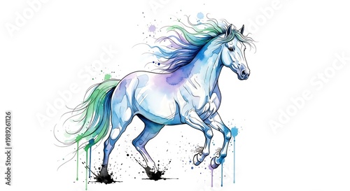 Watercolor illustration of a horse