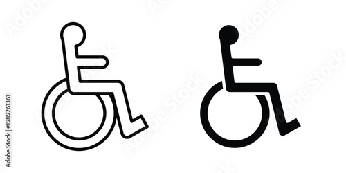 Wheelchair icon set, isolated on white background flat vectors