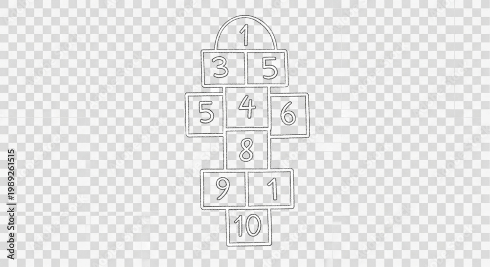 Obraz premium Traditional Numbered Hopscotch Grid Illustration