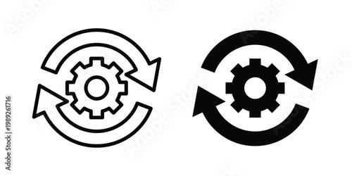 Workflow process icon set, isolated on white background flat vectors