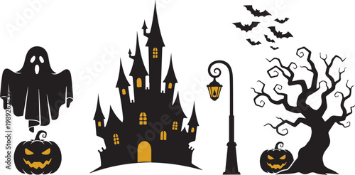 Halloween isolated on transparent background, Vector