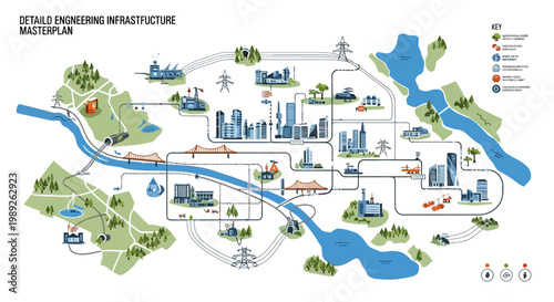 Detailed Engineering Infrastructure Master Plan Map: City Development, Urban Planning, Transportation
