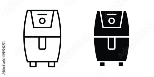 Air fryer icon set, isolated on white background flat vectors
