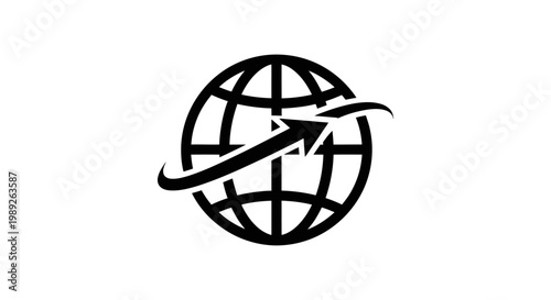 Global network icon, internet connectivity, worldwide communication, digital connection