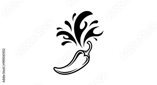 Fiery Chili Pepper Icon with Splash Effect