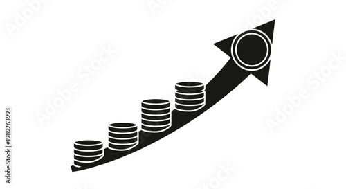 Financial Growth Icon: Coins Stacked with Upward Arrow