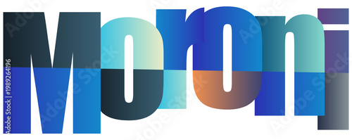 Photos Colorful gradient text letters spelling moroni with transparent background