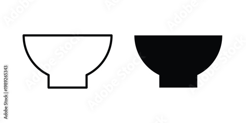 Bowl icon set, isolated on white background flat vectors