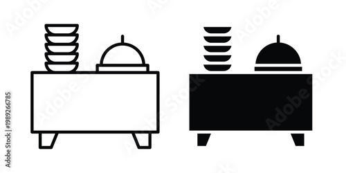 Catering buffet icon set, isolated on white background flat vectors